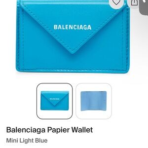 Balenciaga Teal Leather Card Holder
